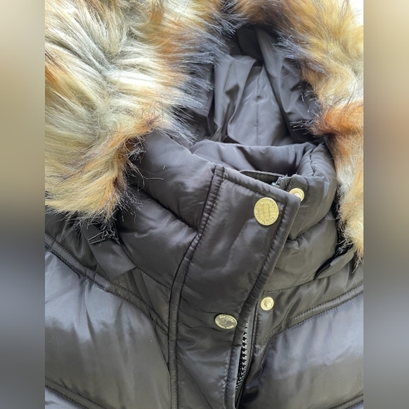 NWT Michael Kors Black MK Mid-Length Fur Puffer Jacket Designer Coat XL - Picture 7 of 11